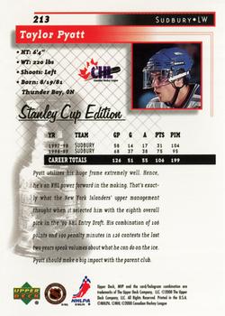 1999-00 Upper Deck MVP Stanley Cup Edition #213 Taylor Pyatt Back