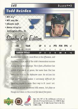 1999-00 Upper Deck MVP Stanley Cup Edition #165 Todd Reirden Back