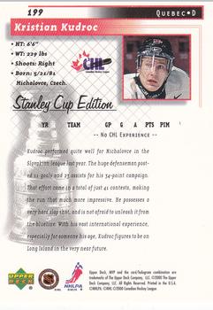 1999-00 Upper Deck MVP Stanley Cup Edition #199 Kristian Kudroc Back