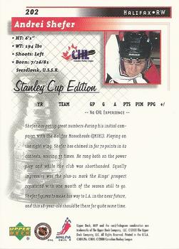 1999-00 Upper Deck MVP Stanley Cup Edition #202 Andrei Shefer Back