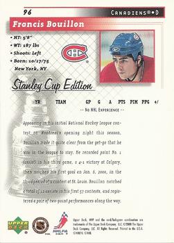 1999-00 Upper Deck MVP Stanley Cup Edition #96 Francis Bouillon Back