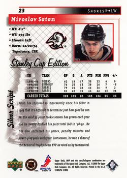 1999-00 Upper Deck MVP Stanley Cup Edition - Silver Script #23 Miroslav Satan Back