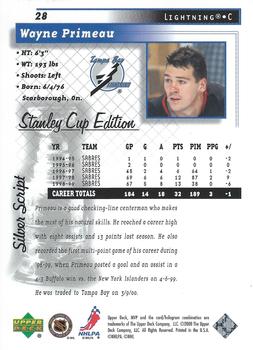 1999-00 Upper Deck MVP Stanley Cup Edition - Silver Script #28 Wayne Primeau Back