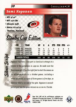 1999-00 Upper Deck MVP Stanley Cup Edition - Silver Script #39 Sami Kapanen Back