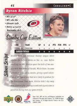 1999-00 Upper Deck MVP Stanley Cup Edition - Silver Script #41 Byron Ritchie Back