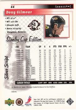 1999-00 Upper Deck MVP Stanley Cup Edition - Silver Script #44 Doug Gilmour Back