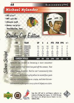 1999-00 Upper Deck MVP Stanley Cup Edition - Silver Script #48 Michael Nylander Back