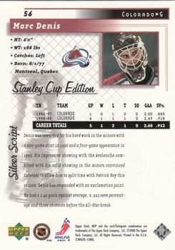 1999-00 Upper Deck MVP Stanley Cup Edition - Silver Script #56 Marc Denis Back