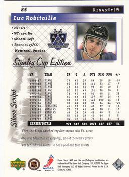 1999-00 Upper Deck MVP Stanley Cup Edition - Silver Script #85 Luc Robitaille Back