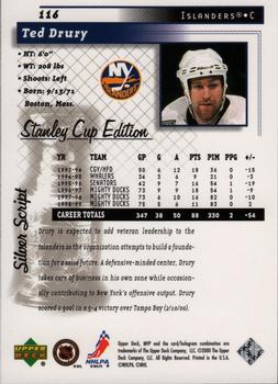 1999-00 Upper Deck MVP Stanley Cup Edition - Silver Script #116 Ted Drury Back