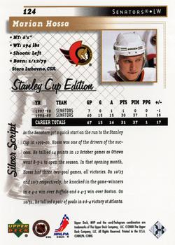1999-00 Upper Deck MVP Stanley Cup Edition - Silver Script #124 Marian Hossa Back