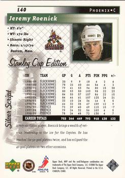 1999-00 Upper Deck MVP Stanley Cup Edition - Silver Script #140 Jeremy Roenick Back