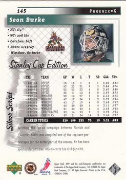 1999-00 Upper Deck MVP Stanley Cup Edition - Silver Script #145 Sean Burke Back