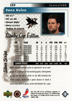1999-00 Upper Deck MVP Stanley Cup Edition - Silver Script #153 Owen Nolan Back