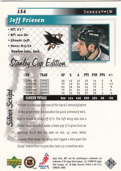 1999-00 Upper Deck MVP Stanley Cup Edition - Silver Script #154 Jeff Friesen Back