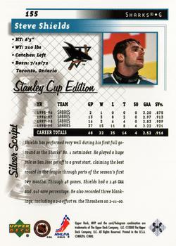 1999-00 Upper Deck MVP Stanley Cup Edition - Silver Script #155 Steve Shields Back
