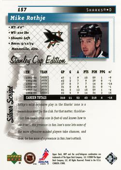 1999-00 Upper Deck MVP Stanley Cup Edition - Silver Script #157 Mike Rathje Back