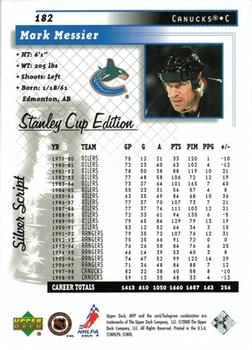 1999-00 Upper Deck MVP Stanley Cup Edition - Silver Script #182 Mark Messier Back