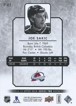 2014-15 Upper Deck - UD Portraits #P-45 Joe Sakic Back