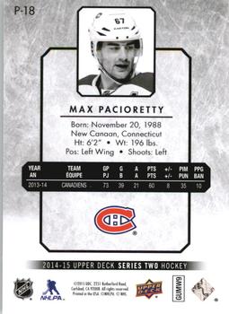 2014-15 Upper Deck - UD Portraits #P-18 Max Pacioretty Back