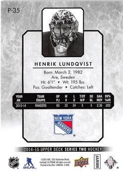 2014-15 Upper Deck - UD Portraits #P-35 Henrik Lundqvist Back