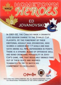 2002-03 O-Pee-Chee - Hometown Heroes Canada #HHC2 Ed Jovanovski Back