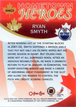2002-03 O-Pee-Chee - Hometown Heroes Canada #HHC3 Ryan Smyth Back