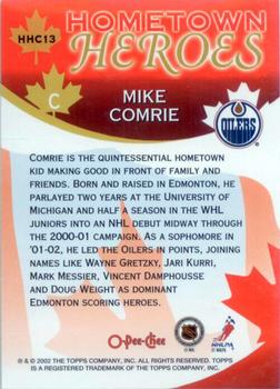 2002-03 O-Pee-Chee - Hometown Heroes Canada #HHC13 Mike Comrie Back