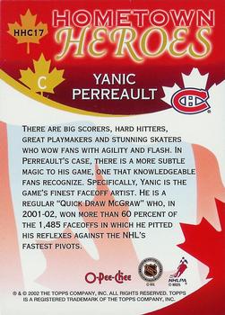 2002-03 O-Pee-Chee - Hometown Heroes Canada #HHC17 Yanic Perreault Back
