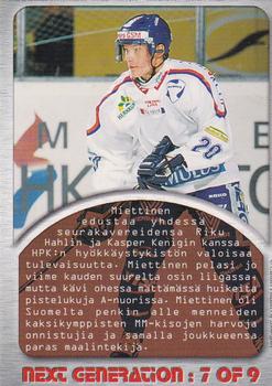 2000-01 Cardset Finland - Next Generation Turku Expo #7 Antti Miettinen Back