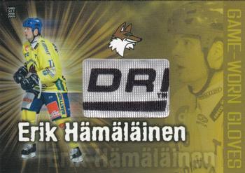 2008-09 Cardset Finland - Game-Worn Gloves Gold #EH3 Erik Hämäläinen Front