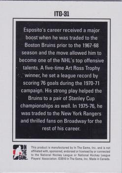 2010-11 ITG VIP Fall Expo #ITG-31 Phil Esposito Back
