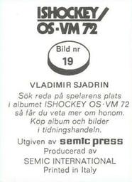 1972 Semic Ishockey OS-VM (Swedish) Stickers #19 Vladimir Sjadrin Back