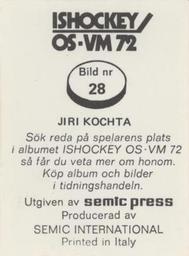 1972 Semic Ishockey OS-VM (Swedish) Stickers #28 Jiri Kochta Back