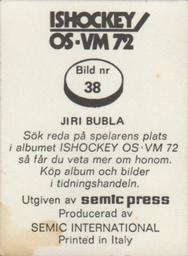 1972 Semic Ishockey OS-VM (Swedish) Stickers #38 Jiri Bubla Back