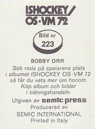 1972 Semic Ishockey OS-VM (Swedish) Stickers #223 Bobby Orr Back
