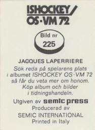 1972 Semic Ishockey OS-VM (Swedish) Stickers #225 Jacques Laperriere Back