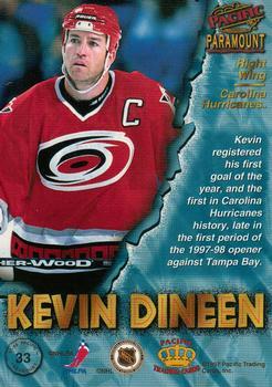 1997-98 Pacific Paramount - Copper #33 Kevin Dineen Back