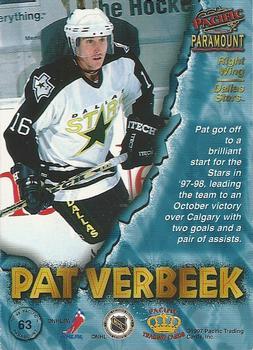 1997-98 Pacific Paramount - Copper #63 Pat Verbeek Back