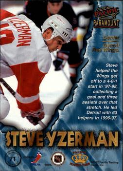 1997-98 Pacific Paramount - Copper #71 Steve Yzerman Back