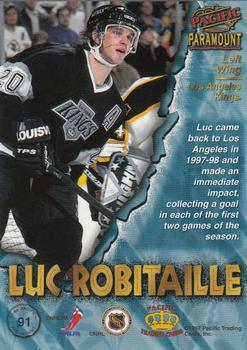 1997-98 Pacific Paramount - Copper #91 Luc Robitaille Back
