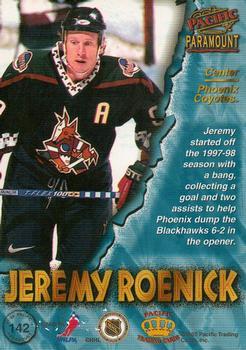1997-98 Pacific Paramount - Copper #142 Jeremy Roenick Back
