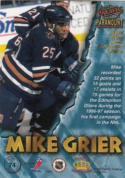 1997-98 Pacific Paramount - Silver #74 Mike Grier Back