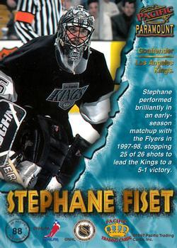 1997-98 Pacific Paramount - Silver #88 Stephane Fiset Back