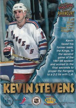 1997-98 Pacific Paramount - Silver #121 Kevin Stevens Back