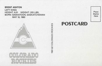 1981-82 Colorado Rockies Postcards #NNO Brent Ashton Back