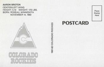 1981-82 Colorado Rockies Postcards #NNO Aaron Broten Back