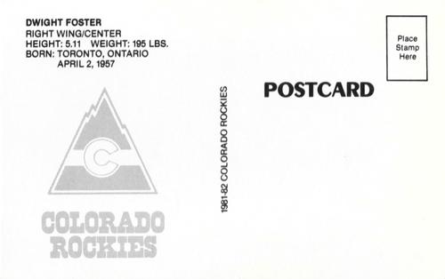 1981-82 Colorado Rockies Postcards #NNO Dwight Foster Back