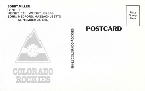 1981-82 Colorado Rockies Postcards #NNO Bobby Miller Back