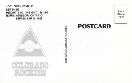 1981-82 Colorado Rockies Postcards #NNO Joel Quenneville Back